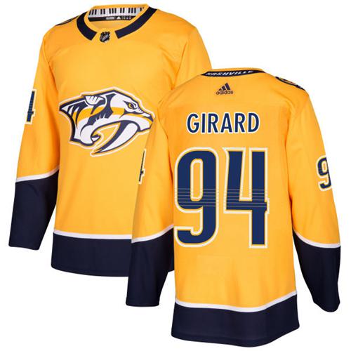 Adidas Predators #94 Samuel Girard Yellow Home Authentic Stitched NHL Jersey - Click Image to Close